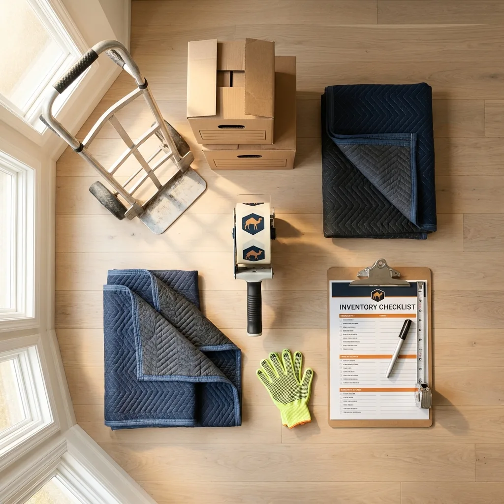 Professional moving supplies and packing materials layout for Webster City residential relocations